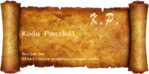 Koós Paszkál névjegykártya